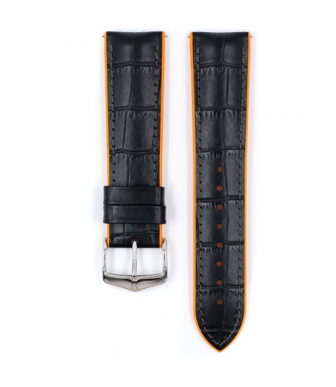 Hirsch watch leather strap Andy L orange 20mm alligator embossing 0927628050-2-20