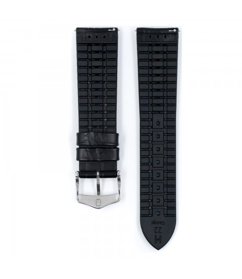 Hirsch watch leather calfskin strap George L black 22mm 0925128050-2-22