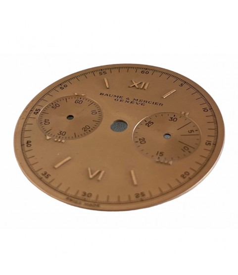 Vintage Baume Mercier brown/gold chronograph watch dial 31.7 mm