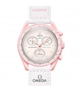 New SWATCH Omega Mission to Venus chronograph pink watch 2023