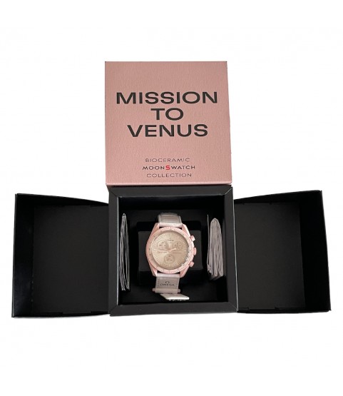 New SWATCH Omega Mission to Venus chronograph pink watch 2023