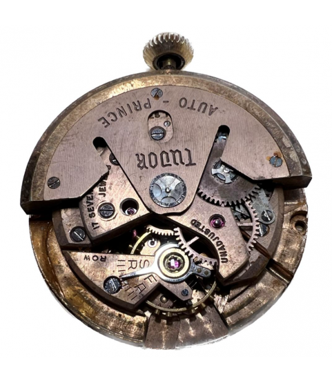 Tudor Oyster Prince caliber 390 automatic movement with dial and gold tone hands for repair or parts
