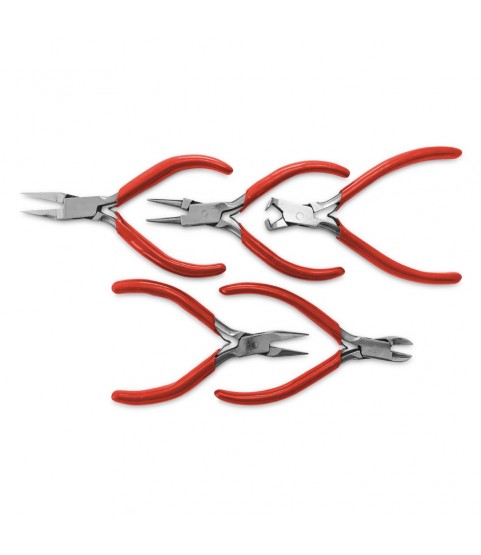 Set of 5 of pliers for jewelers and watchmakers, 130 mm