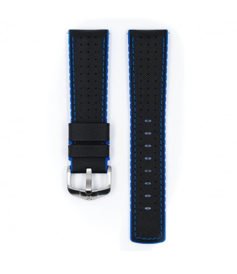 Hirsch Robby L black and blue calf leather watch strap 20 mm 0918094050-4-20