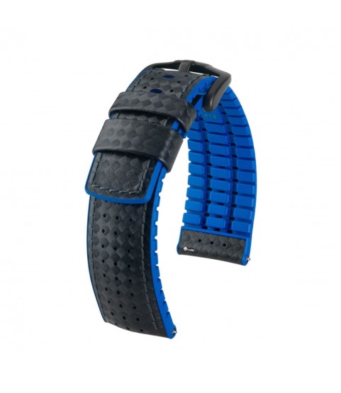 Hirsch Ayrton L black and blue calf leather watch strap 20 mm 0918092050-5-20