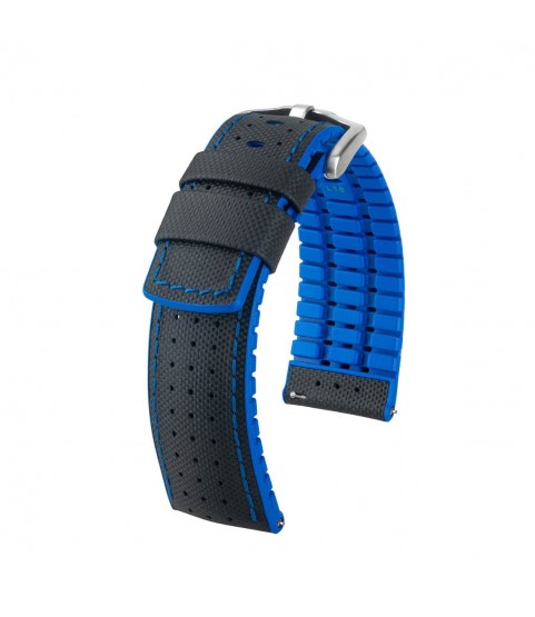 Hirsch Robby L black and blue calf leather watch strap 24 mm 0918094050-4-24