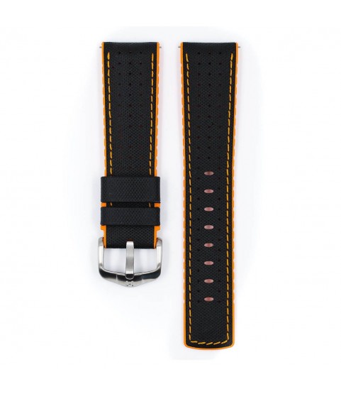 Hirsch Robby L black and orange calf leather watch strap 20 mm 0917694050-4-20