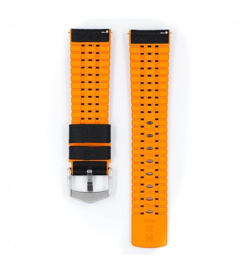 Hirsch Robby L black and orange calf leather watch strap 24 mm 0917694050-4-24