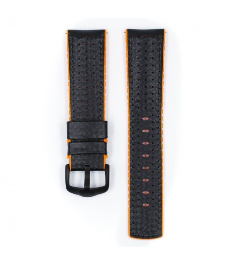 Hirsch Ayrton L black and orange calf leather watch strap 22 mm 0917692050-5-22