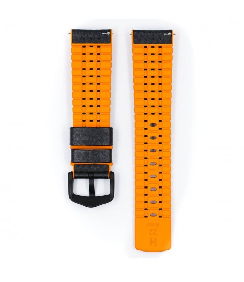 Hirsch Ayrton L black and orange calf leather watch strap 22 mm 0917692050-5-22