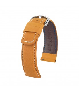 Hirsch Mariner L gold brown calf leather watch strap 18 mm 14502170-2-18