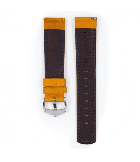 Hirsch Mariner L gold brown calf leather watch strap 18 mm 14502170-2-18