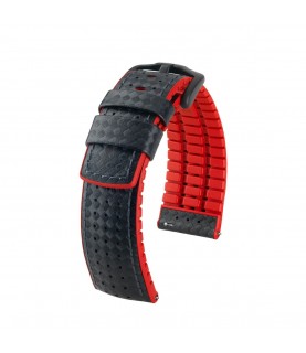 Hirsch Ayrton L black and red calf leather watch strap 20 mm 0912094050-5-20