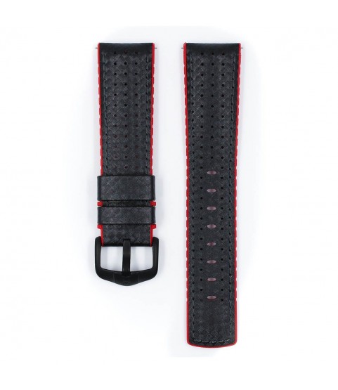 Hirsch Ayrton L black and red calf leather watch strap 20 mm 0912092050-5-20