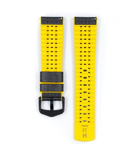 Hirsch Ayrton L black and yellow calf leather watch strap 22 mm 0917292050-5-22