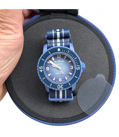 New Swatch Blancpain Scuba Atlantic Fifty Fathoms S035A100 blue automatic watch