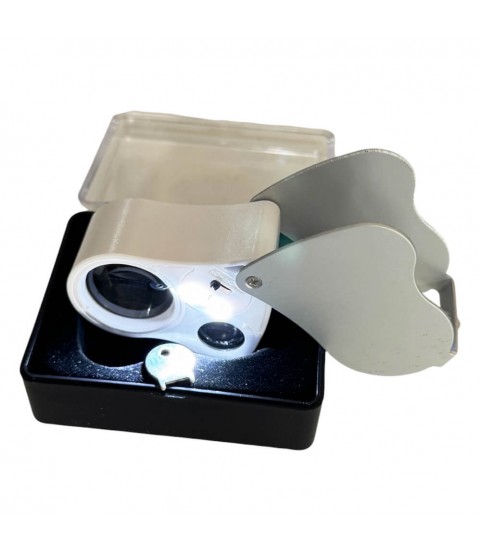 LED and UV jewellery folding loupe with magnifications 25x and 50x