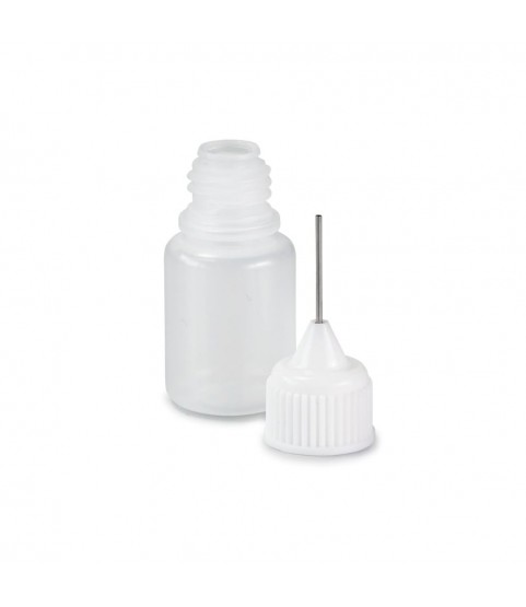 Set of 9 bottles, 5 - 50 ml, white with caps, dosing aids and funnel