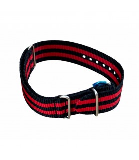 Nylon watch NATO strap red with black, 18mm