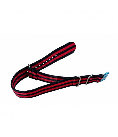 Nylon watch NATO strap red with black, 18mm