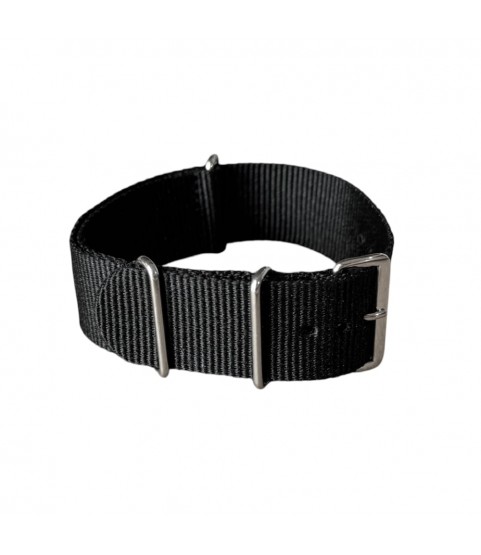 Nylon watch NATO strap black, 18mm