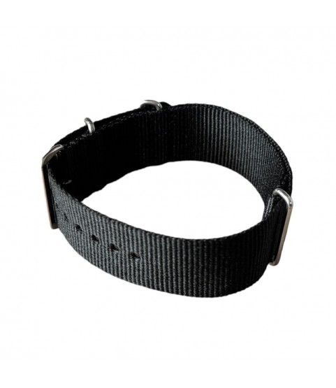 Nylon watch NATO strap black, 18mm