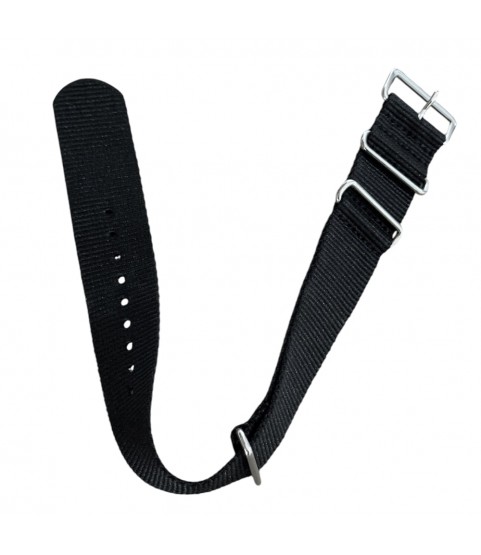 Nylon watch NATO strap black, 18mm