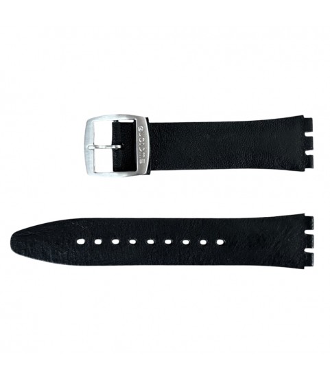 New black leather Swatch strap ASS07S100, ASS07S100C, 20mm