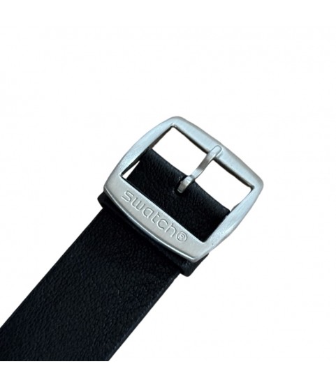 New black leather Swatch strap ASS07S100, ASS07S100C, 20mm