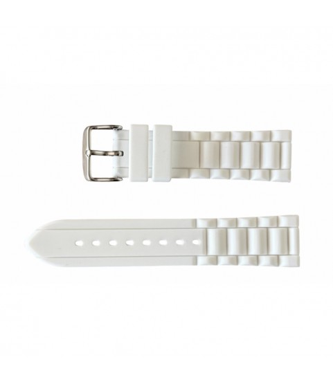 Buzzufy silicone strap watch, white, 20mm with stainless steel buckle