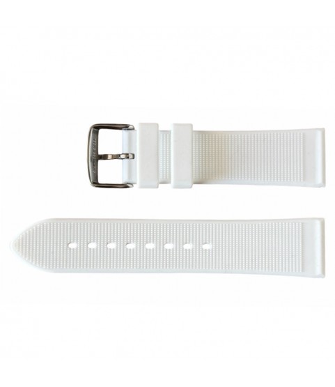 Buzzufy silicone strap watch, white, 22mm with stainless steel buckle