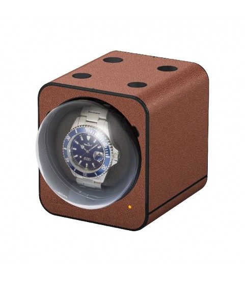 Boxy Fancy Brick brown watch winder box for one watch with adapter