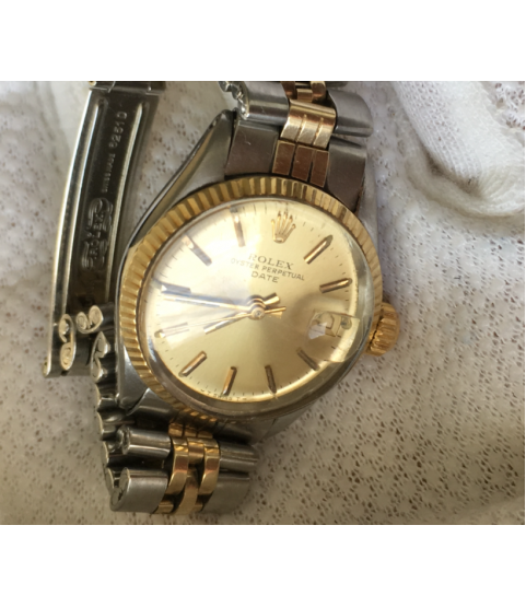 Vintage Rolex Oyster Perpetual Date Automatic Watch Gold and Steel 6517