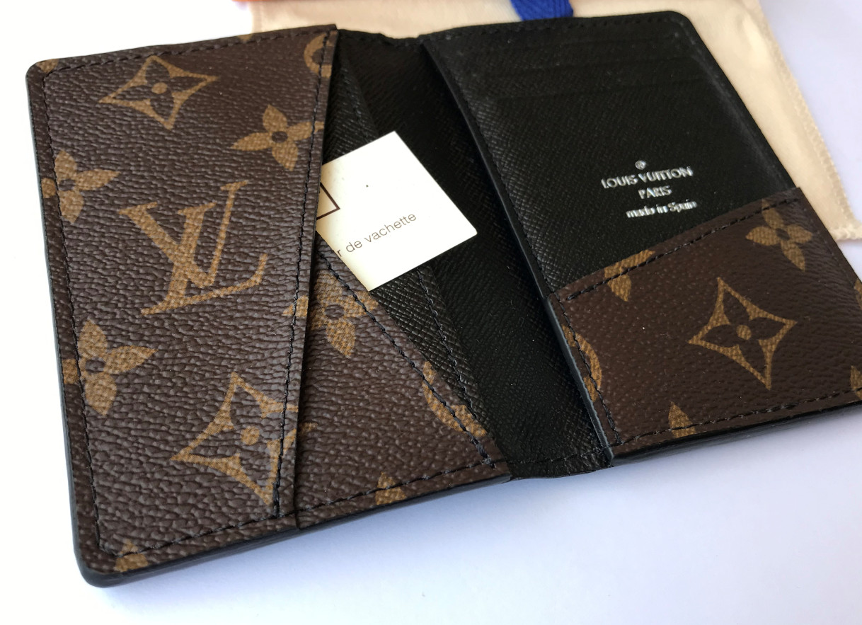 NWT Louis Vuitton Brown Monogram Macassar Pocket Organizer Wallet Blue  AUTHENTIC