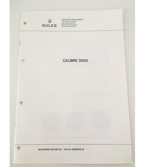 Genuine Rolex caliber 3000 Technical Information Service Catalog