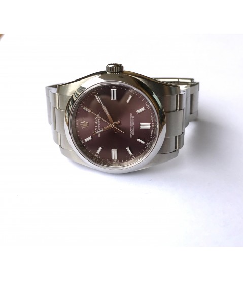 Rolex 116000 Oyster Perpetual watch with red grape dial 36mm