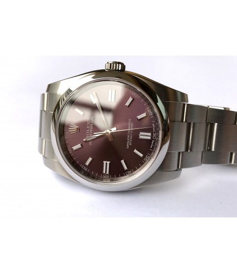 Rolex 116000 Oyster Perpetual watch with red grape dial 36mm