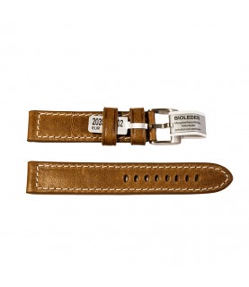 Outdoor watches strap in brown smooth, with stitch vintage style 18 mm