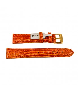 Teju Lizard leather strap for watches in golden-brown 18 mm gold tone buckle