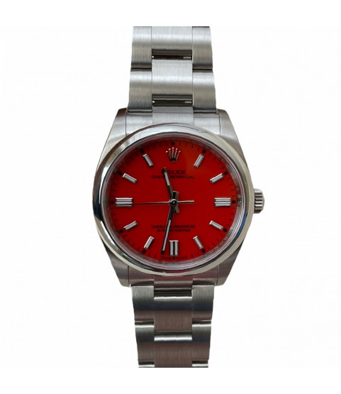 New Rolex 126000 Oyster Perpetual unisex watch red coral dial