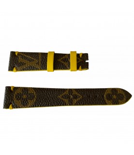 Louis Vuitton monogram leather strap for watches brown & yellow 20mm