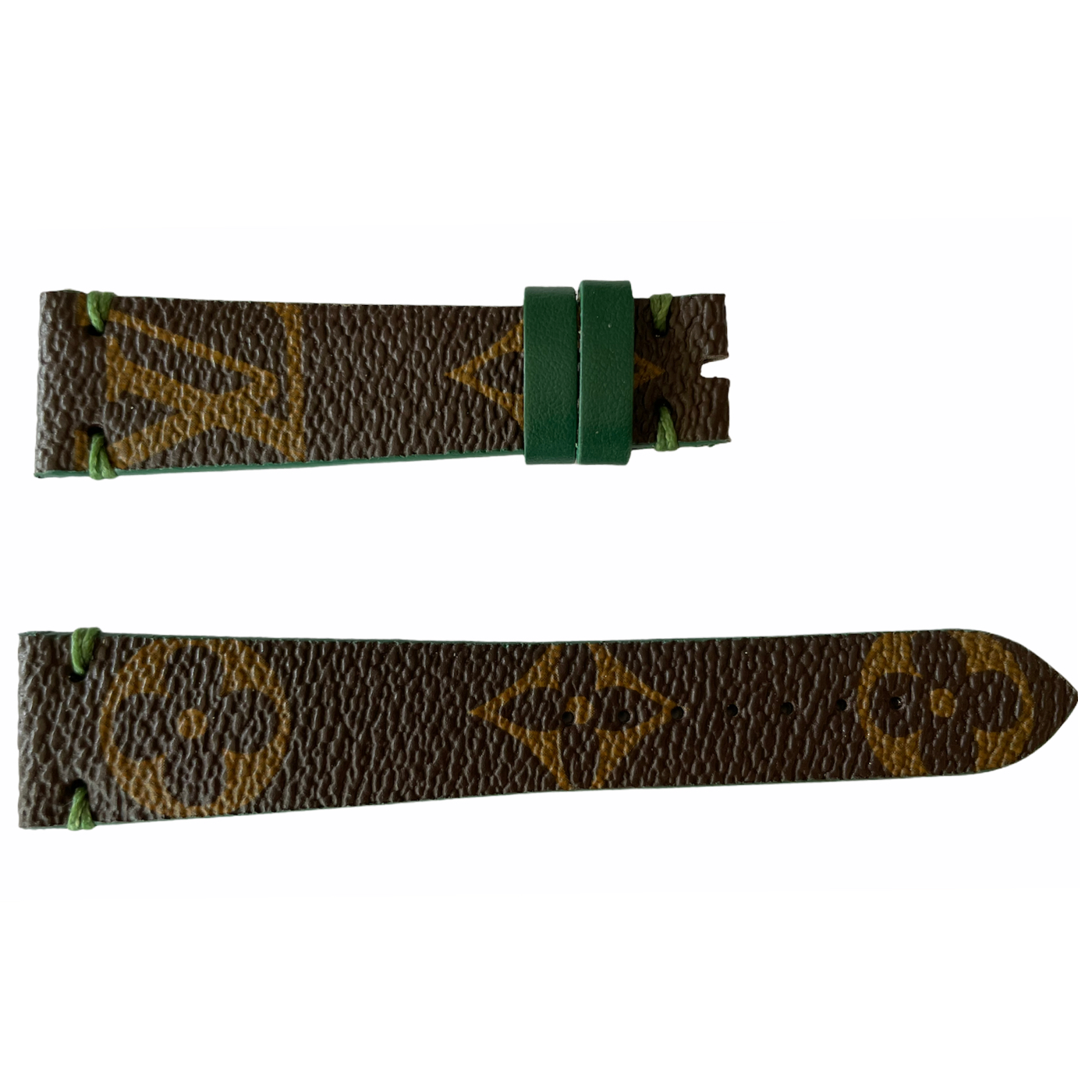 Louis Vuitton monogram leather strap for watches brown & green