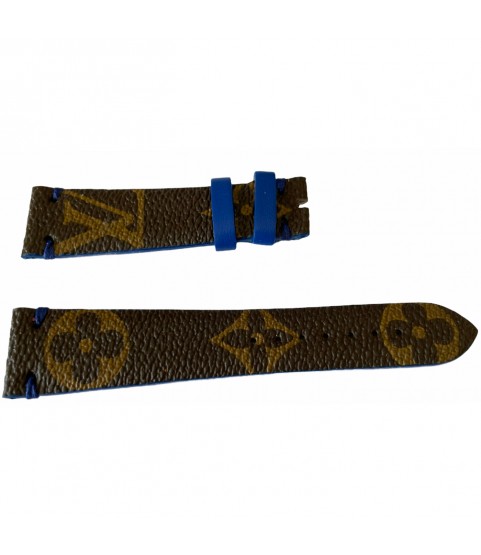 Louis Vuitton monogram leather strap for watches brown & blue 20mm ...