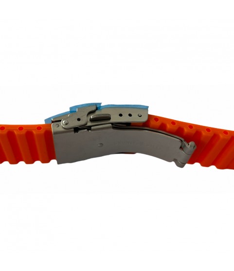 Buzzufy silicone orange chrono watch strap with clasp 20mm