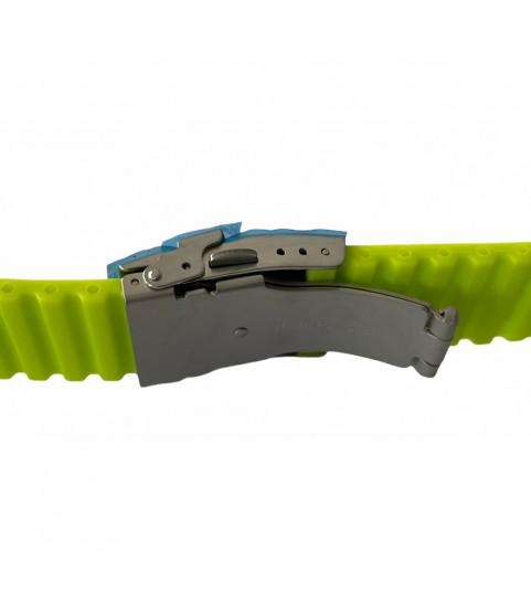Buzzufy silicone neon green chrono watch strap with clasp 20mm