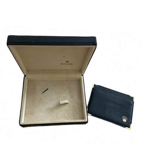 Vintage Rolex Cellini black leather box with card holder 49.00.71
