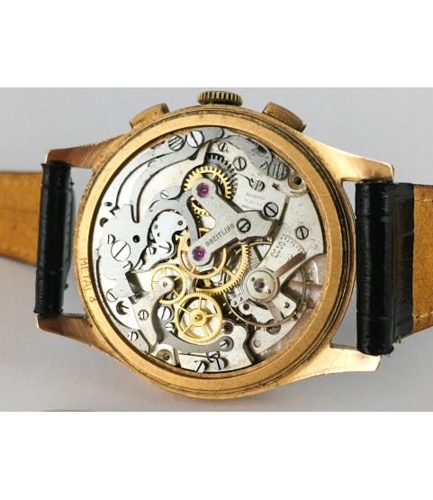 Vintage Breitling Cadette 18K Gold Chronograph Watch with Venus 188