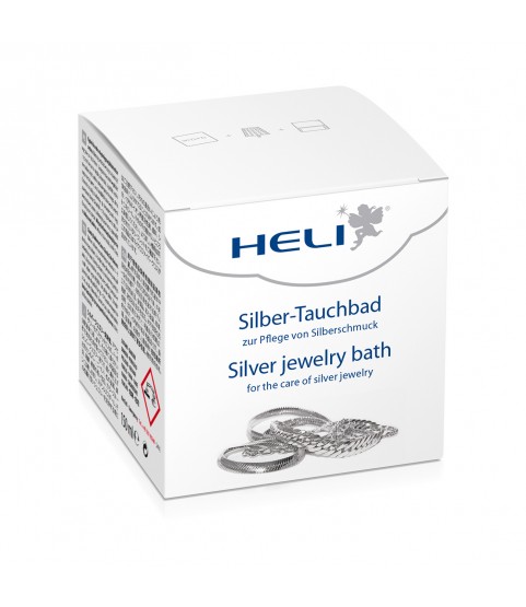 Heli silver jewelry bath with rinsing basket and cleaning cloth, jeweler's packaging 150 ml