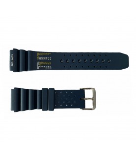 Blue rubber diver watch strap with decompression table and stainless steel buckle 22 mm, 24 mm