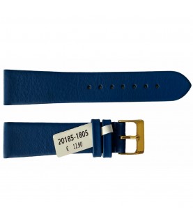 Leather waterproof blue smooth strap for watches 18mm